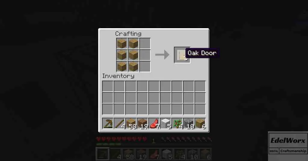 Einsteiger Anleitung Minecraft Tag 2: Crafting Rezept für eine Holztür