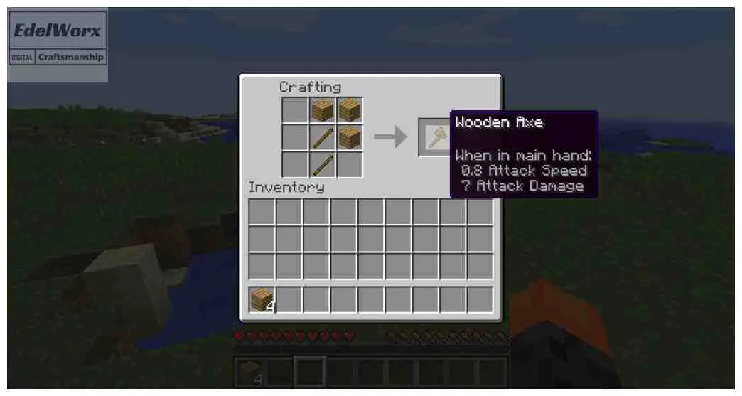 Einsteiger Anleitung für Minecraft: Wie man eine Axt craftet (erstellt)