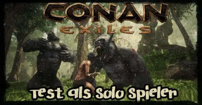 Barbarin kämpft mit zwei Affen in Conan Exiles . Der Test