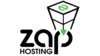 Logo für Zap Hosting mit einem 3D-Würfel mit einem grünen Symbol an der Spitze, über den Worten zap HOSTING in fetter schwarzer Schrift, mit einem grünen Dreieck Akzent über dem p.