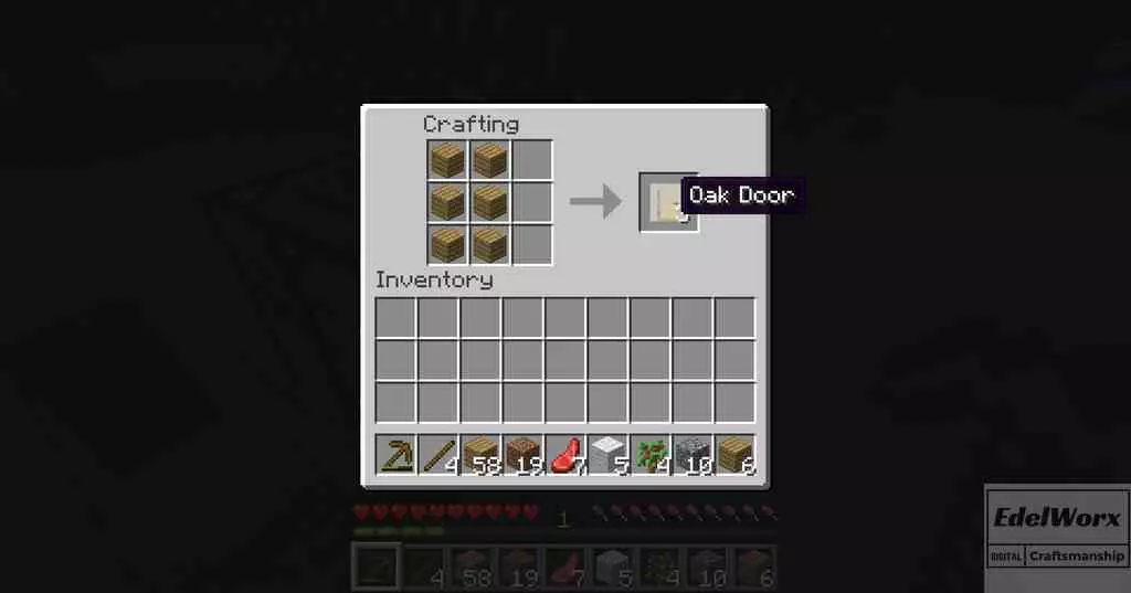 Einsteiger Anleitung Minecraft Tag 2: Crafting Rezept für eine Holztür