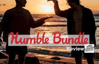 neuer Artikel über Plattform Humble Bundle bei uns erschiene. Bild zeigt zwei Freunde im Sonnenuntergang die sich die Hände reichen. mit Schriftzug Humble Bundle