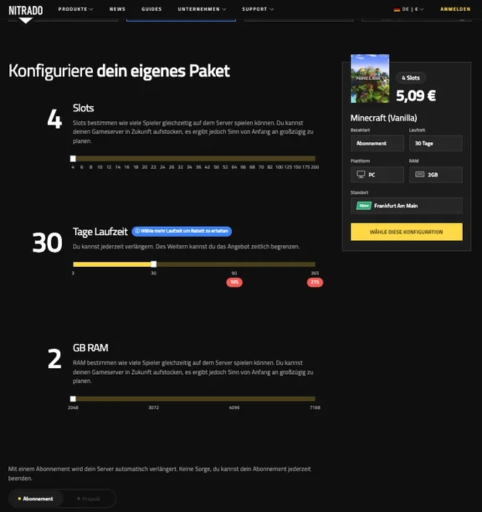 minecraft server mieten 2gb ram nitrado 12 NITRADO Erfahrungen [wpsm_custom_meta type=date field=year]: Der stressfreie Veteran für Anfänger — aber zu welchem Preis?