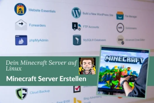 minecraft server erstellen titelbild zeigt Adminpanel und Minecraft auf Bildschirm