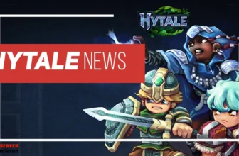 Drei animierte Fantasy-Figuren mit Waffen stehen kampfbereit neben einem fetten roten Banner mit der Aufschrift hytale news. Das Hytale-Spiellogo erscheint in der oberen rechten Ecke und hebt die neuesten hytale erfahrungen hervor.