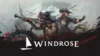 Zwei Piraten stehen kampfbereit da; der eine zielt mit einer Muskete, während der andere nach vorne deutet. Sie tragen altmodische Kleidung. Unten sind das Wort „Windrose“ und ein Schiffslogo zu sehen. Im Hintergrund sind Schiffsmasten und ein stürmischer Himmel zu erkennen.